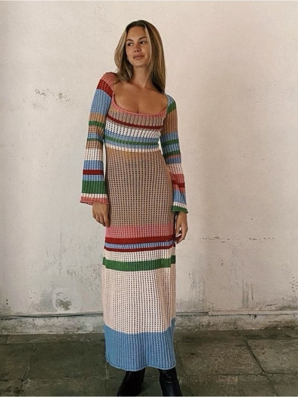 VRG GRL Work Of Art Crochet Maxi Dress